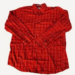 L.L. Bean Men's Wrinkle Resistant Red Plaid Shirt - Traditional Fit, Size L